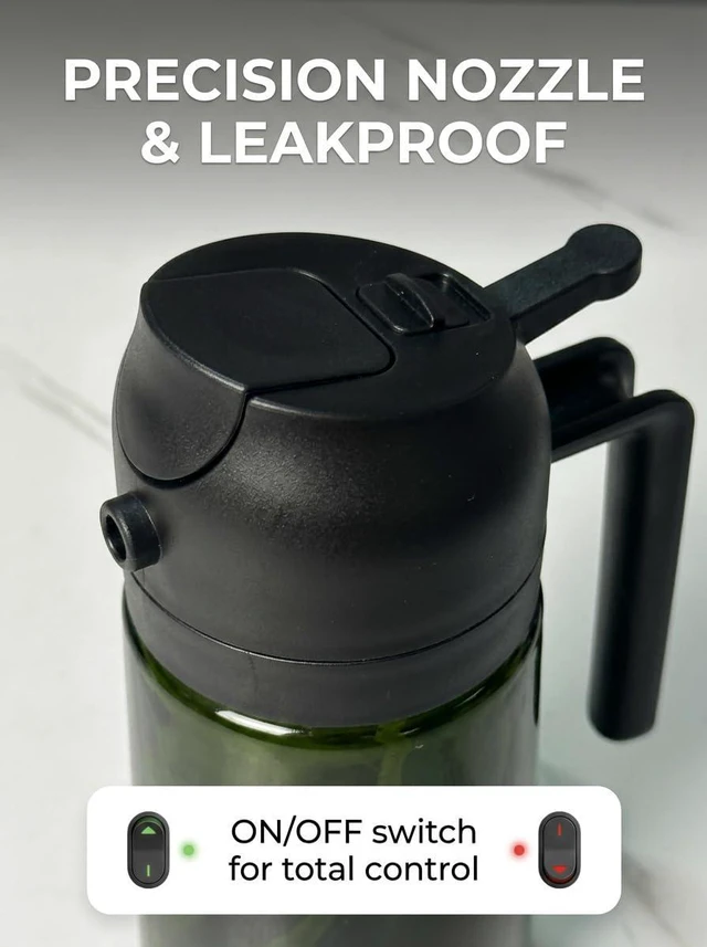 Alt view image 6 of 7 - 16oz/470ml Olive Oil Sprayer & Dispenser 2in1 Dark Glass Olive Oil Mister Bottle for Cooking, Air Fryer & BBQ Fine Mist FoodGrade Oil Sprayer with Pour Spout