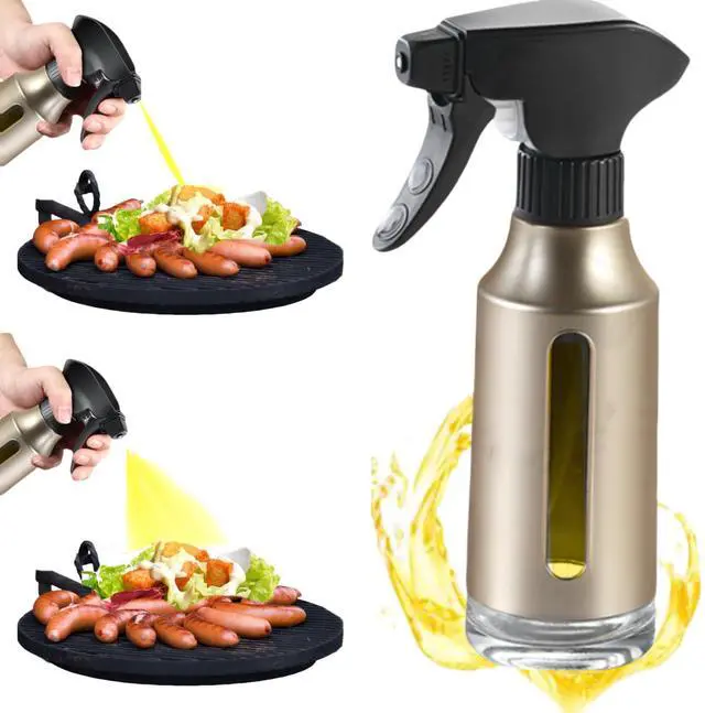 Main image of Oil Sprayer for Cooking, Olive Oil Sprayer, 180ml Oil Spray Bottle for BBQ, Roasting, Salad, Kitchen Gadgets Accessories for Air Fryer. Thick Glass, Fan mist, Strong Spray Force. (Classic, Gold)