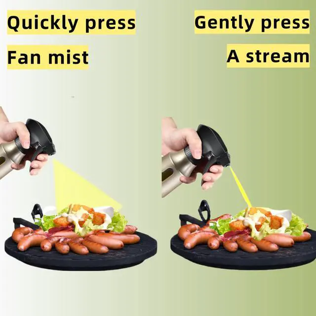 Alt view image 2 of 7 - Oil Sprayer for Cooking, Olive Oil Sprayer, 180ml Oil Spray Bottle for BBQ, Roasting, Salad, Kitchen Gadgets Accessories for Air Fryer. Thick Glass, Fan mist, Strong Spray Force. (Classic, Gold)