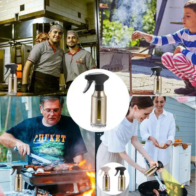Alt view image 3 of 7 - Oil Sprayer for Cooking, Olive Oil Sprayer, 180ml Oil Spray Bottle for BBQ, Roasting, Salad, Kitchen Gadgets Accessories for Air Fryer. Thick Glass, Fan mist, Strong Spray Force. (Classic, Gold)