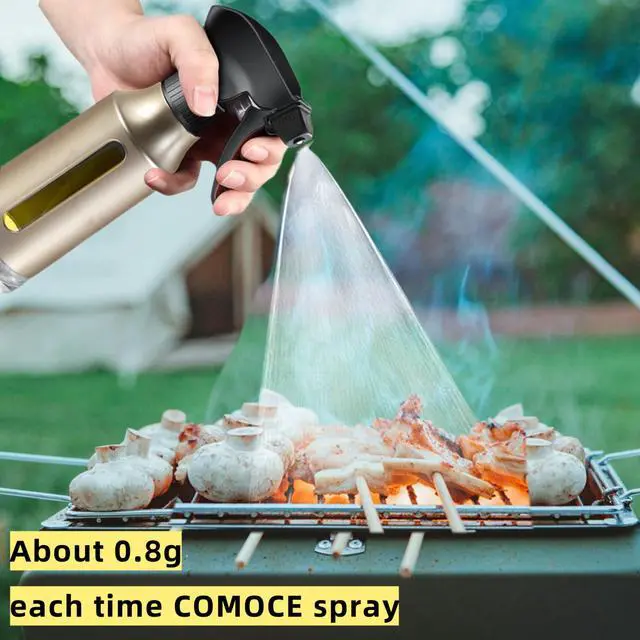 Alt view image 4 of 7 - Oil Sprayer for Cooking, Olive Oil Sprayer, 180ml Oil Spray Bottle for BBQ, Roasting, Salad, Kitchen Gadgets Accessories for Air Fryer. Thick Glass, Fan mist, Strong Spray Force. (Classic, Gold)