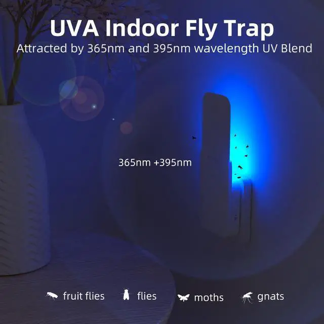 Alt view image 2 of 6 - Fruit Fly Traps for House Use Gnat Trap Flying Insect Trapper Plug-in Mosquito Killer Indoor Gnat Moth Catcher Fly Tapper with Night Light UV Attractant Catcher for Home Office White-1PACK