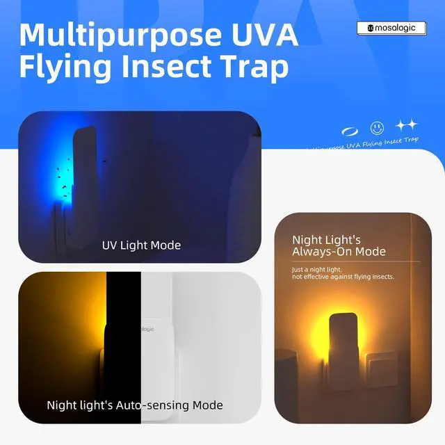 Alt view image 3 of 6 - Fruit Fly Traps for House Use Gnat Trap Flying Insect Trapper Plug-in Mosquito Killer Indoor Gnat Moth Catcher Fly Tapper with Night Light UV Attractant Catcher for Home Office White-1PACK