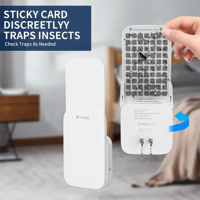 Alt view image 5 of 6 - Fruit Fly Traps for House Use Gnat Trap Flying Insect Trapper Plug-in Mosquito Killer Indoor Gnat Moth Catcher Fly Tapper with Night Light UV Attractant Catcher for Home Office White-1PACK