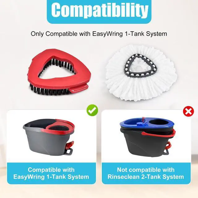Alt view image 3 of 7 - Spin Mop Replace Head, Base, Replacement Handle for OCedar EasyWring 1 Tank System 2 Microfiber Refills, 4-Section Sturdy Iron 30-58in Handle, Mop Head Base and Scrubber
