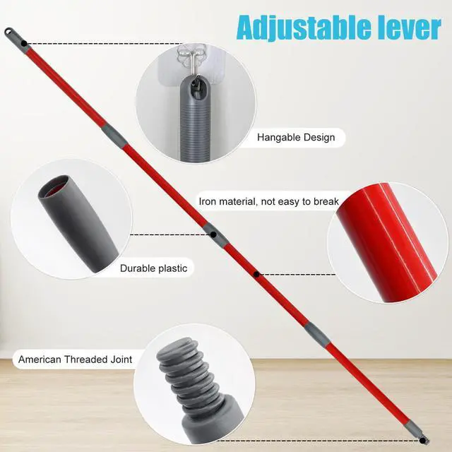 Alt view image 4 of 7 - Spin Mop Replace Head, Base, Replacement Handle for OCedar EasyWring 1 Tank System 2 Microfiber Refills, 4-Section Sturdy Iron 30-58in Handle, Mop Head Base and Scrubber