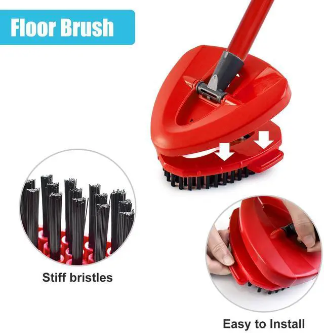Alt view image 7 of 7 - Spin Mop Replace Head, Base, Replacement Handle for OCedar EasyWring 1 Tank System 2 Microfiber Refills, 4-Section Sturdy Iron 30-58in Handle, Mop Head Base and Scrubber