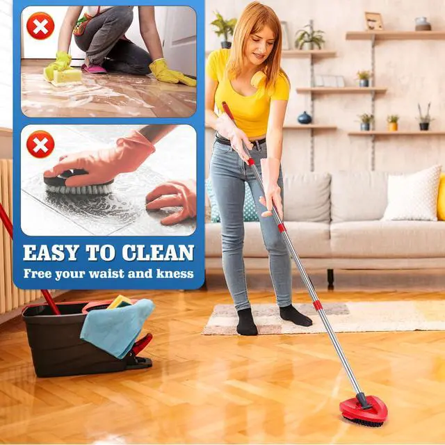Alt view image 5 of 7 - 4 Pack Spin Mop Replacements Head Compatible with Ocedar EasyWring 1-Tank System,Microfiber Spin Mop Refills Head,1 Mop Scrub Brush + 1 Mop Base + 4 Pack Cleaning Floor Mop HeadWhite)