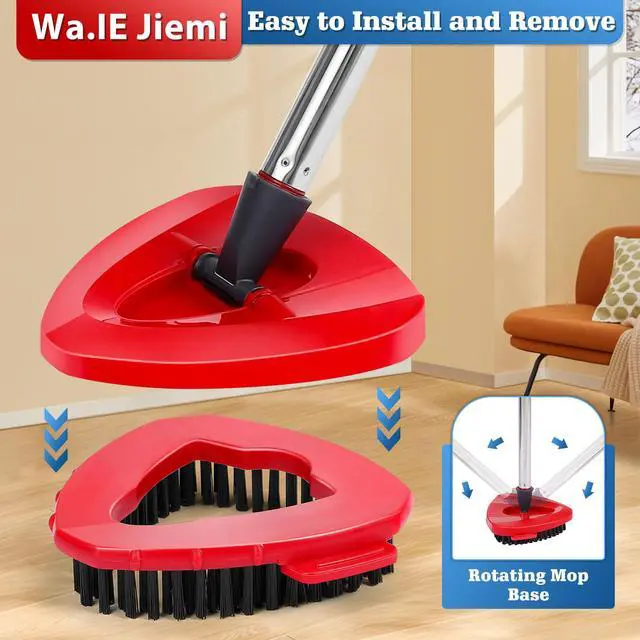 Alt view image 7 of 7 - 4 Pack Spin Mop Replacements Head Compatible with Ocedar EasyWring 1-Tank System,Microfiber Spin Mop Refills Head,1 Mop Scrub Brush + 1 Mop Base + 4 Pack Cleaning Floor Mop HeadWhite)