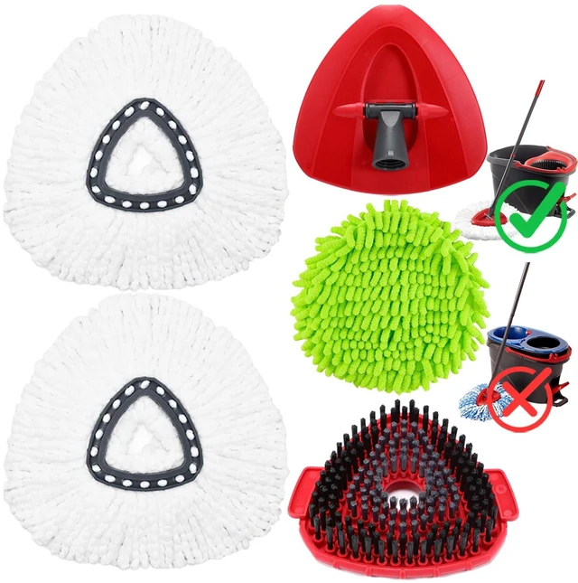 Main image of Spin Mop Heads Replacement for O-Cedar EasyWring Spin Mop Microfiber Refill, Replace Heads for O Cedar Easywring 1 Tank with 2 Pack Refills, 1 Chenille Head,1 Pack Scrubber Head, 1 Base for Ocedar