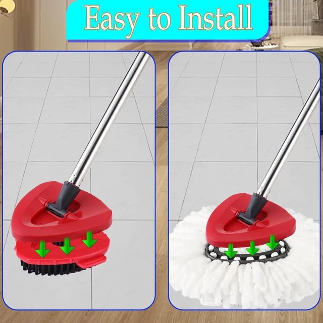 Alt view image 4 of 7 - Spin Mop Heads Replacement for O-Cedar EasyWring Spin Mop Microfiber Refill, Replace Heads for O Cedar Easywring 1 Tank with 2 Pack Refills, 1 Chenille Head,1 Pack Scrubber Head, 1 Base for Ocedar