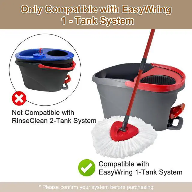 Alt view image 2 of 7 - Mop Heads Replacements for O Cedar EasyWring 1 Tank,Spin Mops Replace Heads for OCedar,Includes 3 Microfiber MOp Refills,1 Upgrade Scrubber Brushes and 1 Base for Deep Cleaning Machine Washable