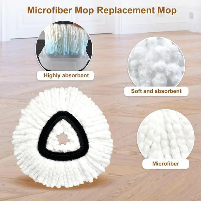 Alt view image 4 of 7 - Mop Heads Replacements for O Cedar EasyWring 1 Tank,Spin Mops Replace Heads for OCedar,Includes 3 Microfiber MOp Refills,1 Upgrade Scrubber Brushes and 1 Base for Deep Cleaning Machine Washable