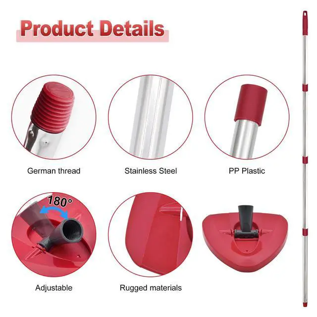 Alt view image 4 of 7 - Mop Handle for Ocedar, Mop Handle for O Cedar, Spin Mop Replacement Handle for O Cedar, 4-Section Spin Mop Handles and Base for Ocedar, 30" to 58" Mop Stick Pole Handle and Base for Ocedar Spin Mop