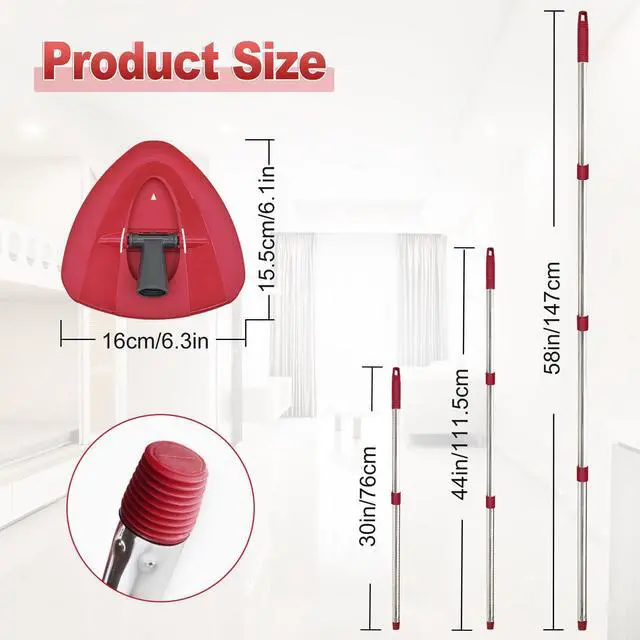 Alt view image 5 of 7 - Mop Handle for Ocedar, Mop Handle for O Cedar, Spin Mop Replacement Handle for O Cedar, 4-Section Spin Mop Handles and Base for Ocedar, 30" to 58" Mop Stick Pole Handle and Base for Ocedar Spin Mop