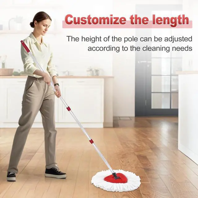 Alt view image 7 of 7 - Mop Handle for Ocedar, Mop Handle for O Cedar, Spin Mop Replacement Handle for O Cedar, 4-Section Spin Mop Handles and Base for Ocedar, 30" to 58" Mop Stick Pole Handle and Base for Ocedar Spin Mop
