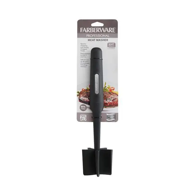 Alt view image 3 of 3 - Meat Chopper and Masher Tool - Nylon Ground Beef Chopper with 5 Pinwheel Blades, Heat Resistant to 450F, Safe for Nonstick Cookware, Dishwasher Safe, Black, 10.75 Inches