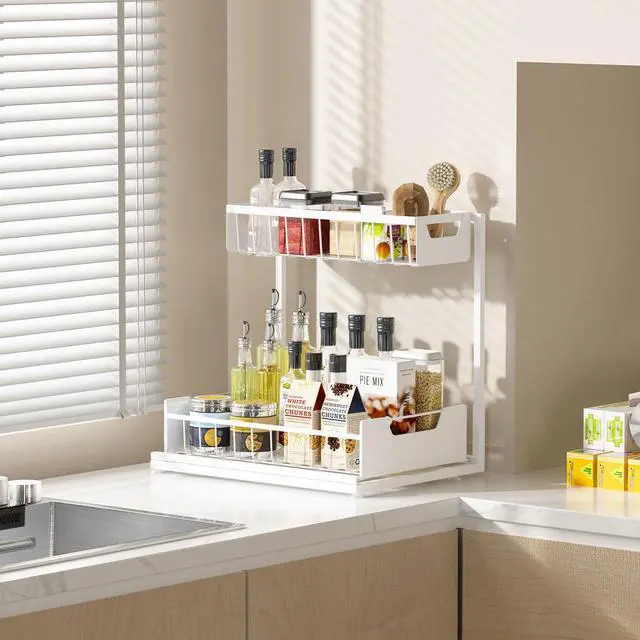 Alt view image 4 of 7 - Under Kitchen Sink Organizers and Storage, White, 2 Pack