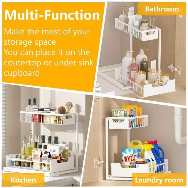 Alt view image 7 of 7 - Under Kitchen Sink Organizers and Storage, White, 2 Pack