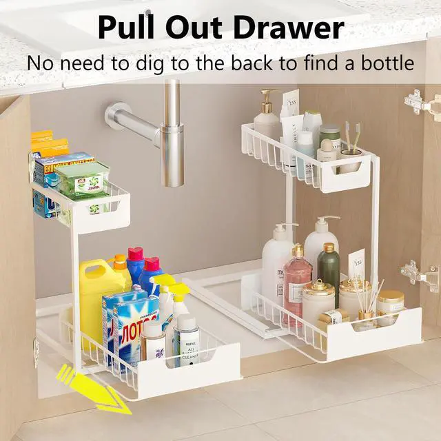 Alt view image 2 of 7 - Under Kitchen Sink Organizers and Storage, White, 2 Pack