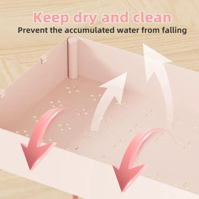 Alt view image 5 of 7 - Under Sink Organizer 2 Pack, Sink Pull-Out Sliding Storage Cabinet, 2-Tier Under Shelf Organizer for Kitchen Bathroom, Pink