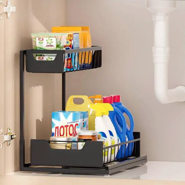 Main image of Under Kitchen Sink Organizers and Storage, Black, 1 Pack