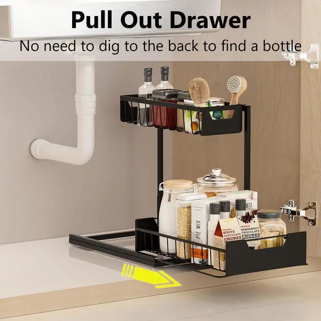 Alt view image 2 of 6 - Under Kitchen Sink Organizers and Storage, Black, 1 Pack