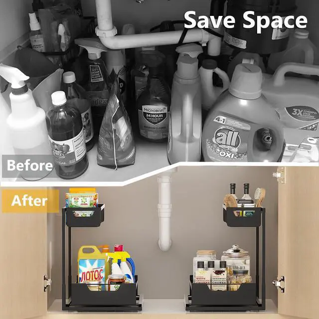 Alt view image 3 of 6 - Under Kitchen Sink Organizers and Storage, Black, 1 Pack