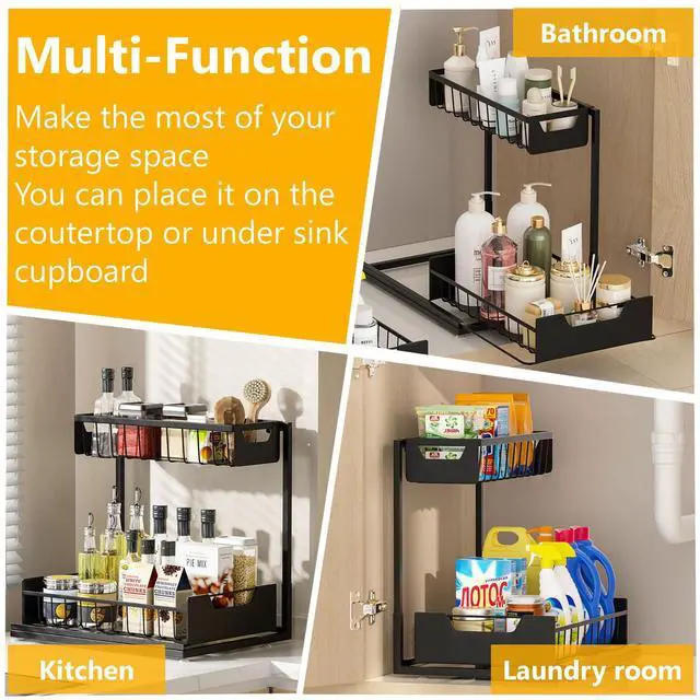 Alt view image 6 of 6 - Under Kitchen Sink Organizers and Storage, Black, 1 Pack