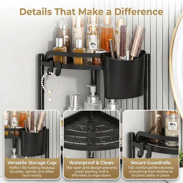 Alt view image 5 of 7 - Bathroom Counter Organizer, Vanity Countertop Storage