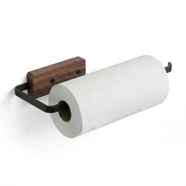 Main image of Paper Towel Holder - Self-Adhesive or Drilling,Under Cabinet Paper Towel Holder for Kitchen, Paper Towel Roll Rack for Bathroom Towel Wall Mounted Matte Black, SUS304 Stainless Steel (1, Black)