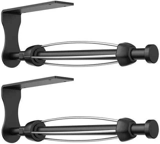 Main image of Paper Towel Holder Under Cabinet Easy Tear Wall Mount Self-Adhesive or Drilled for Kitchen Bathroom Black 2 Packs