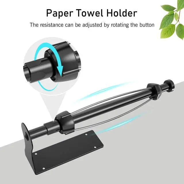 Alt view image 2 of 7 - Paper Towel Holder Under Cabinet Easy Tear Wall Mount Self-Adhesive or Drilled for Kitchen Bathroom Black 2 Packs
