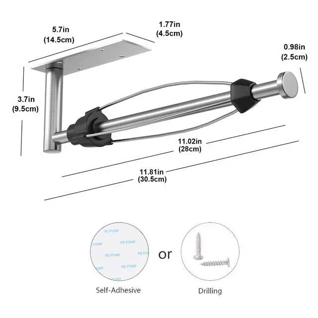 Alt view image 3 of 7 - Self Adhesive Paper Towel Holder Under Cabinet Mount, Wall Mounted Paper Towel Roll Holder with Damping Effect for Kitchen, Bathroom, Wall - SUS304 Stainless Steel (Brushed Silver)