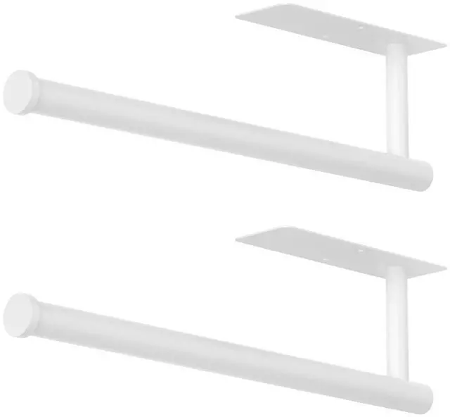 Main image of Paper Towel Holder Under Cabinet, Self-Adhesive,No Drilling, Stainless Steel, Wall-Mounted for Kitchen and Bathroom, Easy Install, Durable, Space-Saving, Ideal for Home, RV (White, 2 Pack)