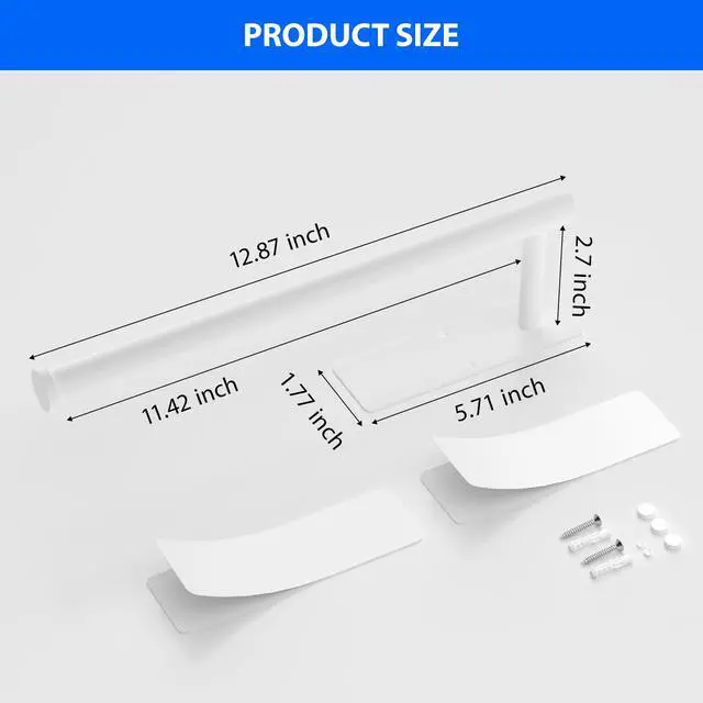 Alt view image 5 of 7 - Paper Towel Holder Under Cabinet, Self-Adhesive,No Drilling, Stainless Steel, Wall-Mounted for Kitchen and Bathroom, Easy Install, Durable, Space-Saving, Ideal for Home, RV (White, 2 Pack)