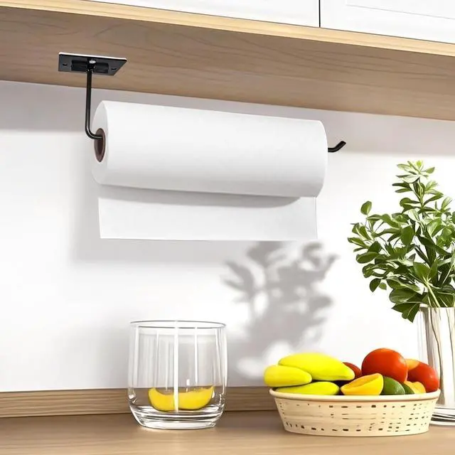 Alt view image 7 of 7 - 2Pack Under Cabinet Paper Towel Holder - Self-Adhesive or Drilling Wall-Mounted Paper Towel Rack for Kitchen, Bathroom, and RV Stainless Steel, Fits Mega Paper Towel Rolls 11.02 in (2Pack 11.02IN)