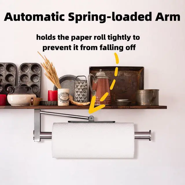 Alt view image 4 of 7 - Under Cabinet Paper Towel Holder, One-Hand Tear Kitchen Paper Towel Holder