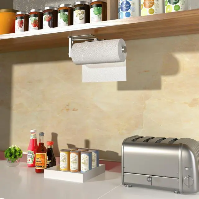 Alt view image 7 of 7 - Under Cabinet Paper Towel Holder, One-Hand Tear Kitchen Paper Towel Holder