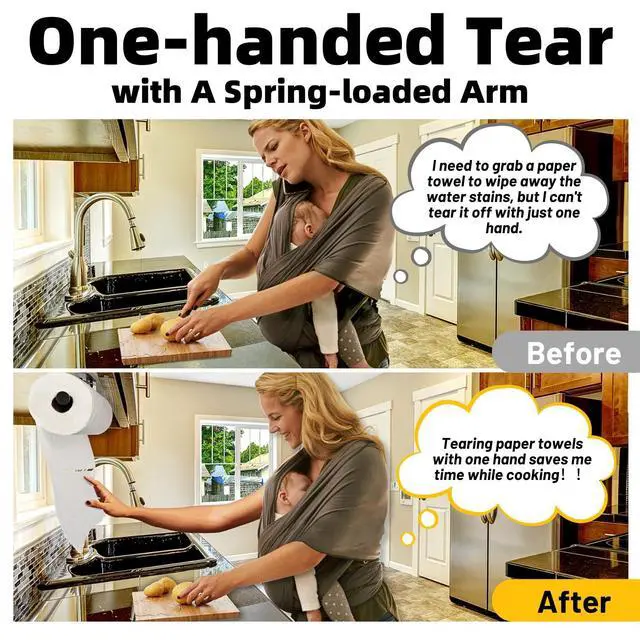 Alt view image 2 of 7 - Under Cabinet Paper Towel Holder, One-Hand Tear Kitchen Paper Towel Holder