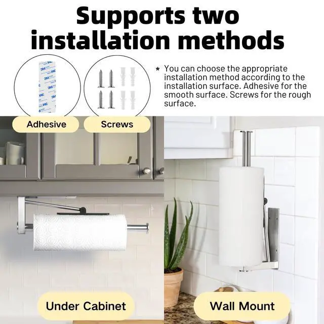 Alt view image 5 of 7 - Under Cabinet Paper Towel Holder, One-Hand Tear Kitchen Paper Towel Holder