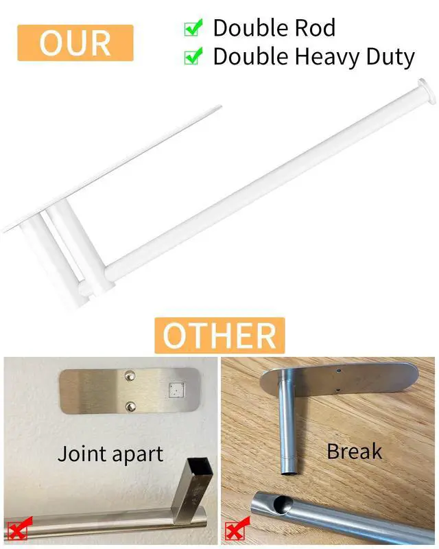 Alt view image 4 of 7 - Paper Towel Holder Under Cabinet, Self-Adhesive Paper Towel Rack