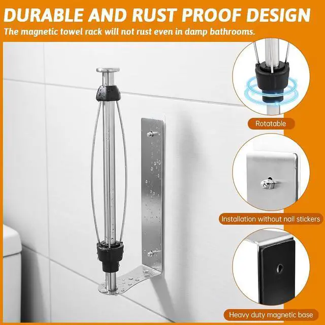Alt view image 3 of 7 - Magnetic Paper Towel Holder for Fridge, No Drill, One Hand Tear Paper Towel Holder with Ratchet Mechanism, Self-Adhesive & Wall Mount for Refrigerator, Kitchen, Garage, RV(Color:Silver)