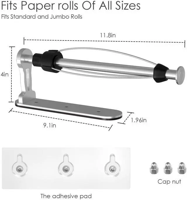 Alt view image 2 of 7 - Magnetic Paper Towel Holder, One Hand Operable Paper Towel Holder Wall Mount Self Adhesive and Strong Magnetic Backing for Kitchen Refrigerator Grill RV(Silver)