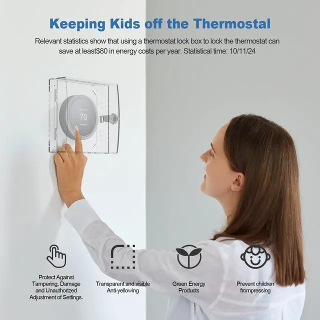 Alt view image 3 of 6 - Thermostat Lock Box,Thermostat Lock Box with Key,Thermostat Guard,Transparent Thermostat Protective Cover,Compatible with Thermostats 4.88''X4.64''X1.97'' or Smaller (Square - Key lock)