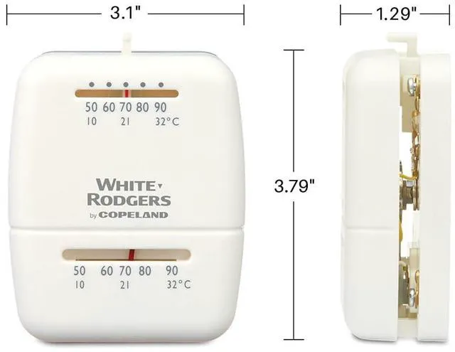 Alt view image 2 of 5 - Emerson Thermostats 1C21-101 Mechanical Cool Only Thermostat, White