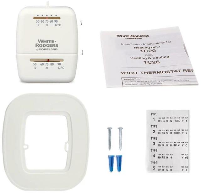 Alt view image 3 of 5 - Emerson Thermostats 1C21-101 Mechanical Cool Only Thermostat, White