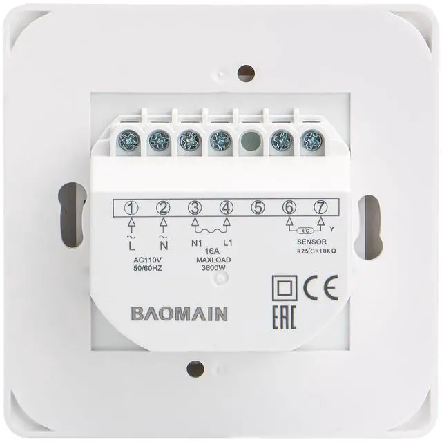 Alt view image 2 of 6 - Home Nonprogrammable Thermostats, Radiant Floor Heating Temperature Manual Controller 110-120V AC 16A 4 Wire (Degrees Fahrenheit °F)