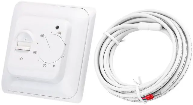 Alt view image 3 of 6 - Home Nonprogrammable Thermostats, Radiant Floor Heating Temperature Manual Controller 110-120V AC 16A 4 Wire (Degrees Fahrenheit °F)