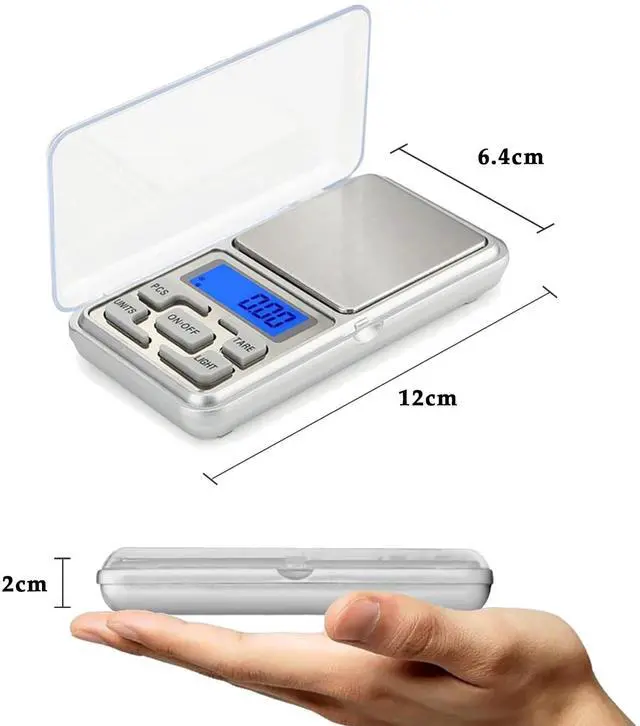 Alt view image 3 of 7 - 2pcs High Accuracy Mini Electronic Digital Pocket Scale Jewelry Weighing Balance Portable 500g/0.01g Counting Function Blue LCD g/tl/oz/ct